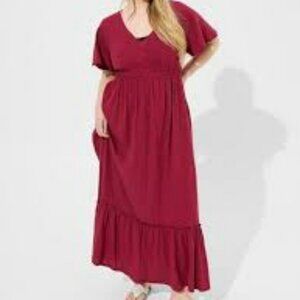 Maxi Cotton Slub Babydoll Beach Dress